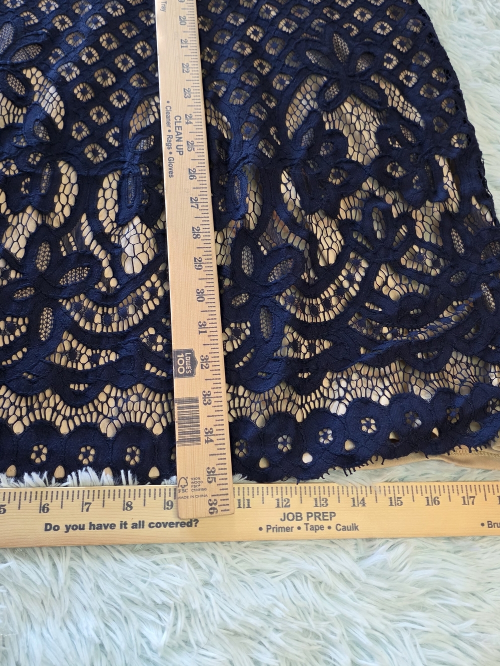AUW Navy Blue Lace Mini Dress Size 10 Nude Lining Wedding Guest - Picture 9 of 13